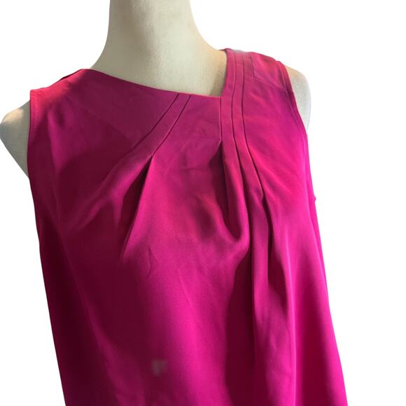 J. Jill Raspberry Pink Pleated Asymmetrical Sleeveless Blouse, Small Tall, NWT - Picture 6 of 8
